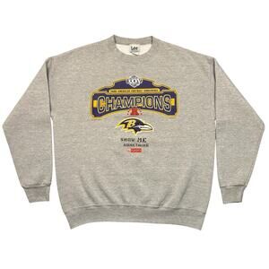 Baltimore Ravens NFL Lee Vintage 2000 AFC Champions Gray Heather Crewneck Men XL